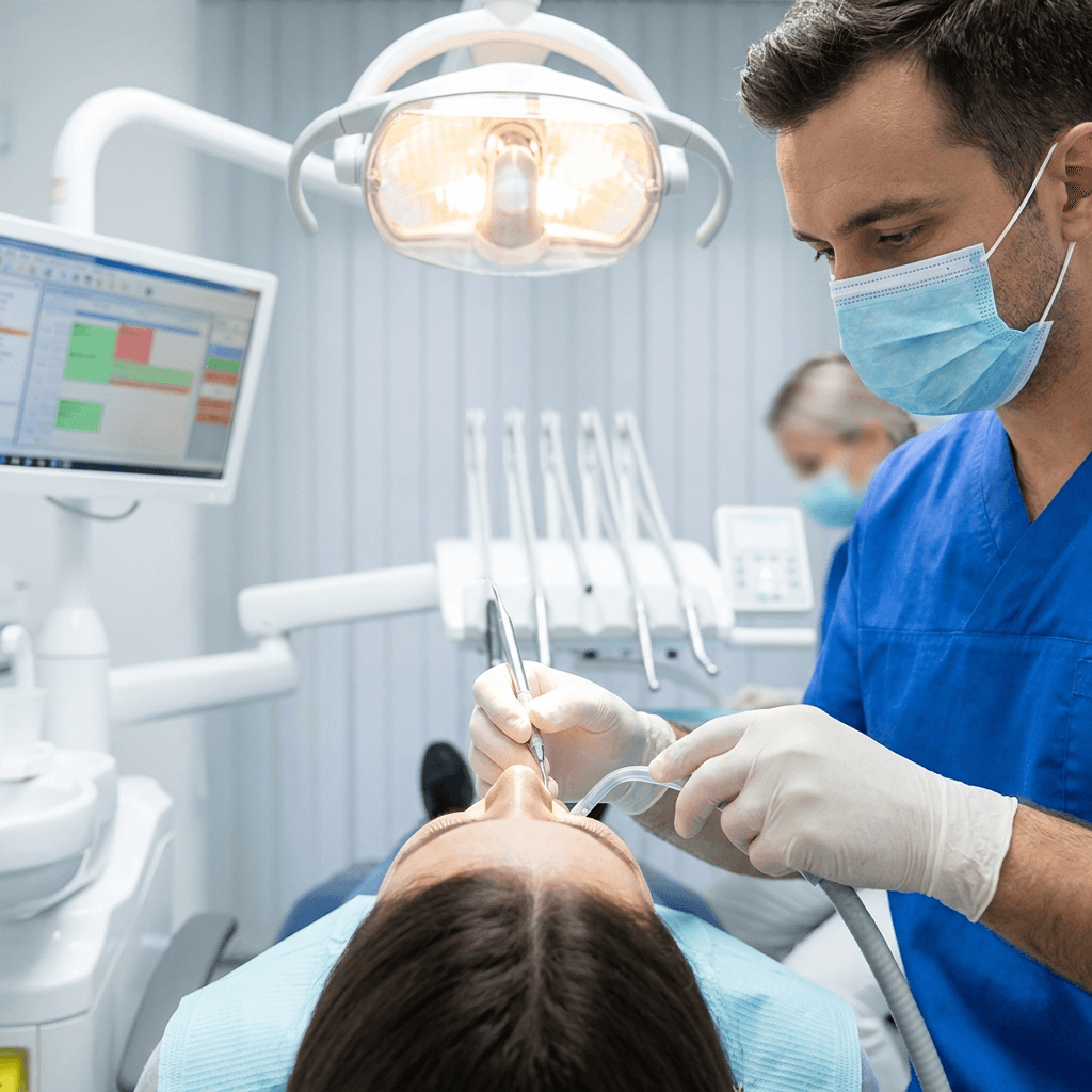 hygienist performing a gentle deep teeth cleaning at Rancho Bernardo Dental Arts in San Diego